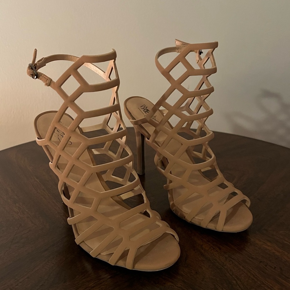Nude Caged Heels